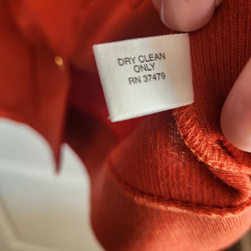 Vintage Men's Medium Grandpa Sweater St. Croix Knits Merino Wool Cardigan Orange - Picture 6 of 6