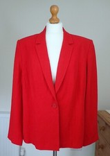 Ann Harvey Size Uk 20 Linen Blend Smart Summer Jacket Long Sleeve Lined Red Eu46