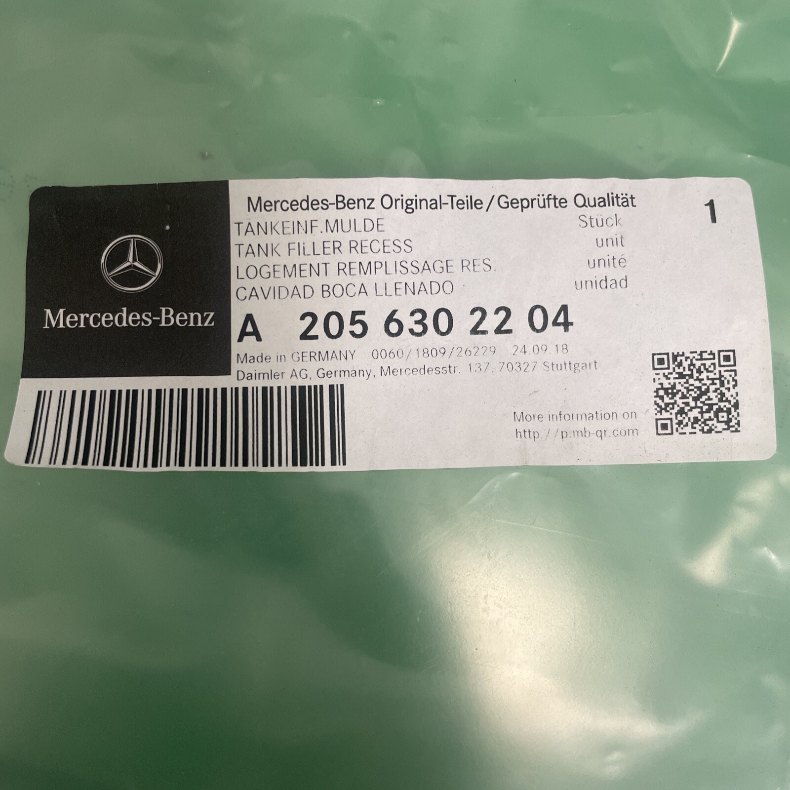 Original MERCEDES A205 C205 Cabriolet Coupe Tankeinf.Mulde 