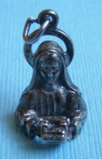 Vintage Creed woman holding typewriter sterling charm  thumbnail