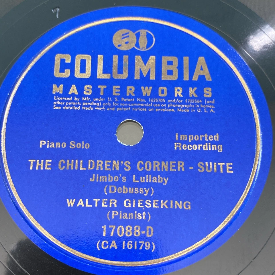 1932 CLASSICAL piano WALTER GIESEKING plays DEBUSSY 78 rpm COLUMBIA 17088 E+ - Imagem 4 de 4