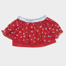 Girls Tutu Skirt Red w Glitter Silver Heart Sz Large 10/12 Lined Valentine's