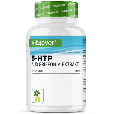 5-HTP Kapseln 180 x 100mg aus echten Griffonia Extrakt - Hochdosiert + Vegan