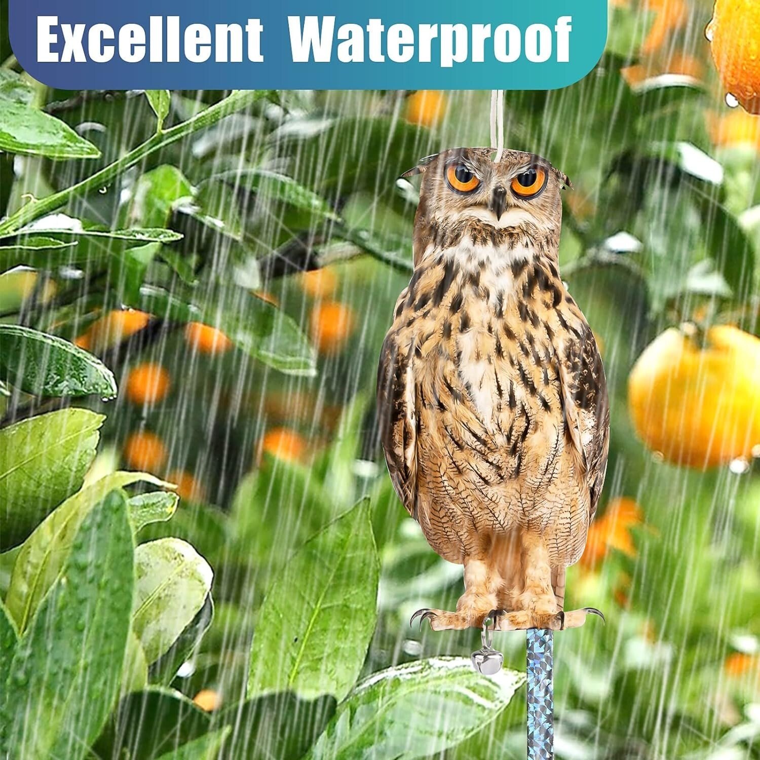 Owl to Keep Birds Away, 3 Pack Bird Scare Owl Fake Owl, Reflective