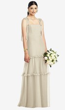 After Six 1529..Bowed Tie-Shoulder Dress with Tiered Skirt...Champagne...Sz 6