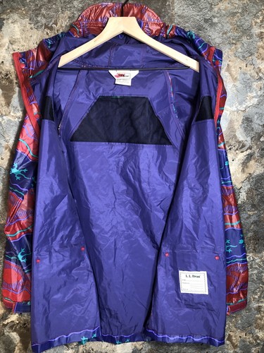 Vintage 90s LL Bean Kids Raincoat XL 18-20 Aztec Tribal PVC Snap Long - Picture 3 of 12