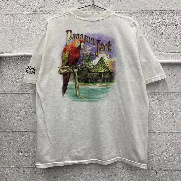 Vintage 90s Panama Jack Give Kids The World Parrot Tropical Graphic T Shirt