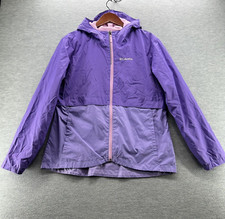 COLUMBIA Jacket Youth Girls XL 18-20 Purple Fleece Lining Coat A47 