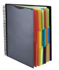 12 Pocket Plastic folders with Pockets, 6 Colors Multi Pocket Folder Binder w..