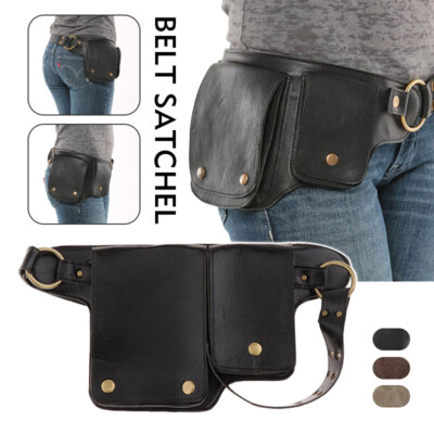 Leather Steampunk Belt Pouch Waist Bag with Belt Charmian Women Steampunk Gothic Viking Leather Waist Belt  main image 4