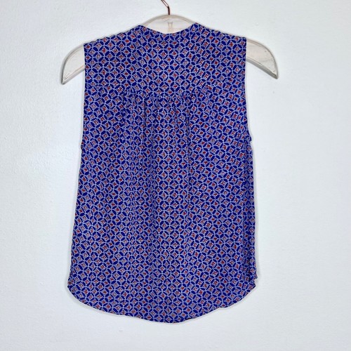 Joie Finnegan Seide Knopfleiste Tank Top Bluse blau rot weiß Blumen Damen XS - Bild 3 von 6