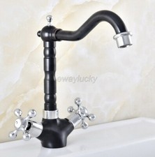 Black Chrome Dual Handles Bathroom Kitchen Basin Mixer Taps Vessel Sink Faucet
