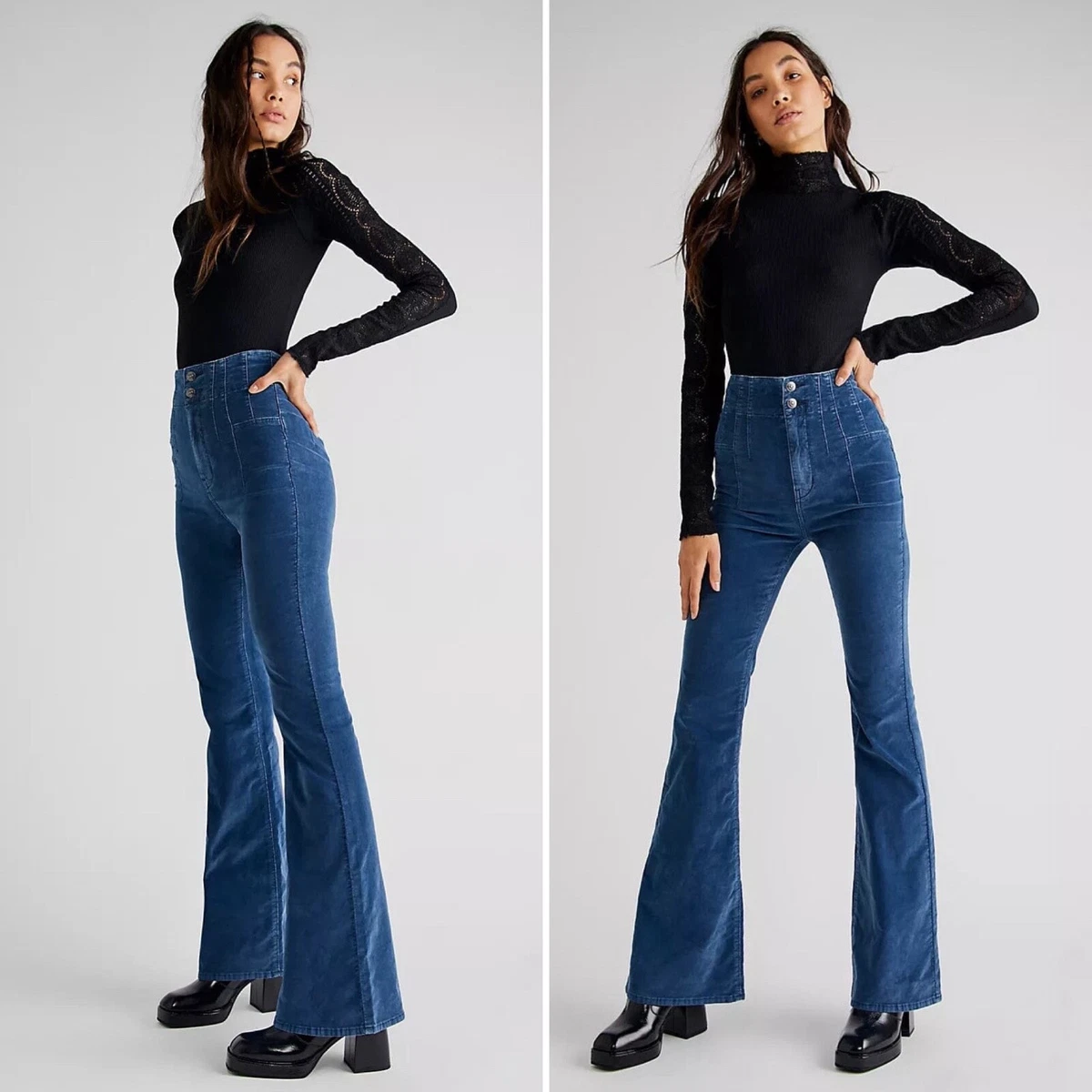 Free people high waisted flare jeans discount