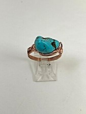 Handmade Copper Wire Wrap Turquoise Ring Size 9 1/2 56