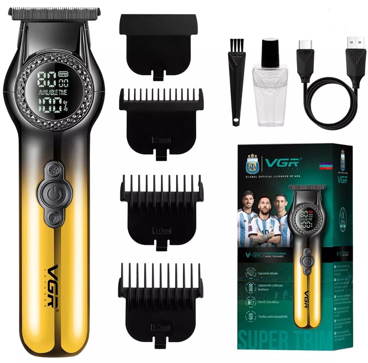 Rasoio Barba VGR V-990 Professionale Cordless Display LED Gold/Black
