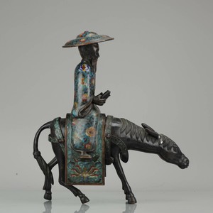 Large 45CM 20th c Chinese Cloisonne Bronze or Copper Incense Burner Mark...