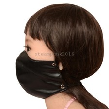 PU Leather Half Face Mask Hood Harness Cover Restraint Slaves Roleplay Game