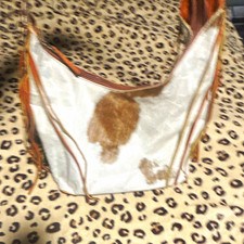 American Darling Brown/White Animal Print Fringe Zip Shoulder Bag Western