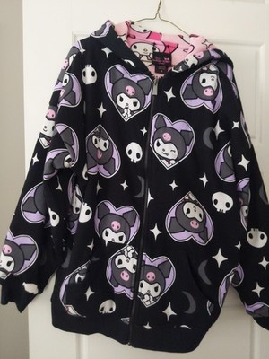 Juniors My Melody & Kuromi Reversible Hoodie,  Size Medium, Pink & Black