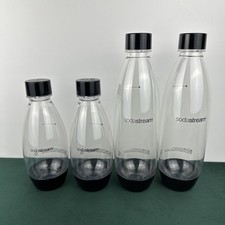 4x Soda Stream Soda Replacement Bottles One Liter And Half Liter Black Top