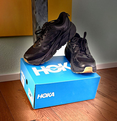 HOKA Clifton L Athletics Herren Laufschuhe Sneaker schwarz Mesh EU 42 Schnürung