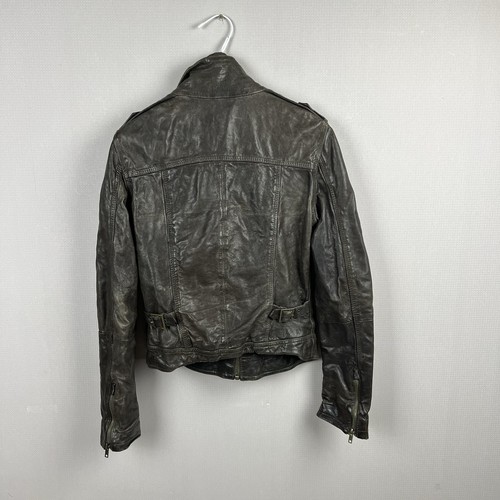 Vintage Women’s Superdry Distressed Biker Leather Full Zip Jacket Size Small - Picture 4 of 13