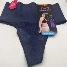 Maidenform Women's No Pinch S Tame Your Tummy Shaping Lace Thong DM0049 Blue NWT