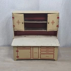Vintage 1940's Cream Red Wolverine Doll Size Tin Hoosier Cabinet 13.5 Tall