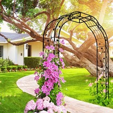 Metal Garden Arch 74.4x98.4in Arbor Trellis Rose Climbing Support Black