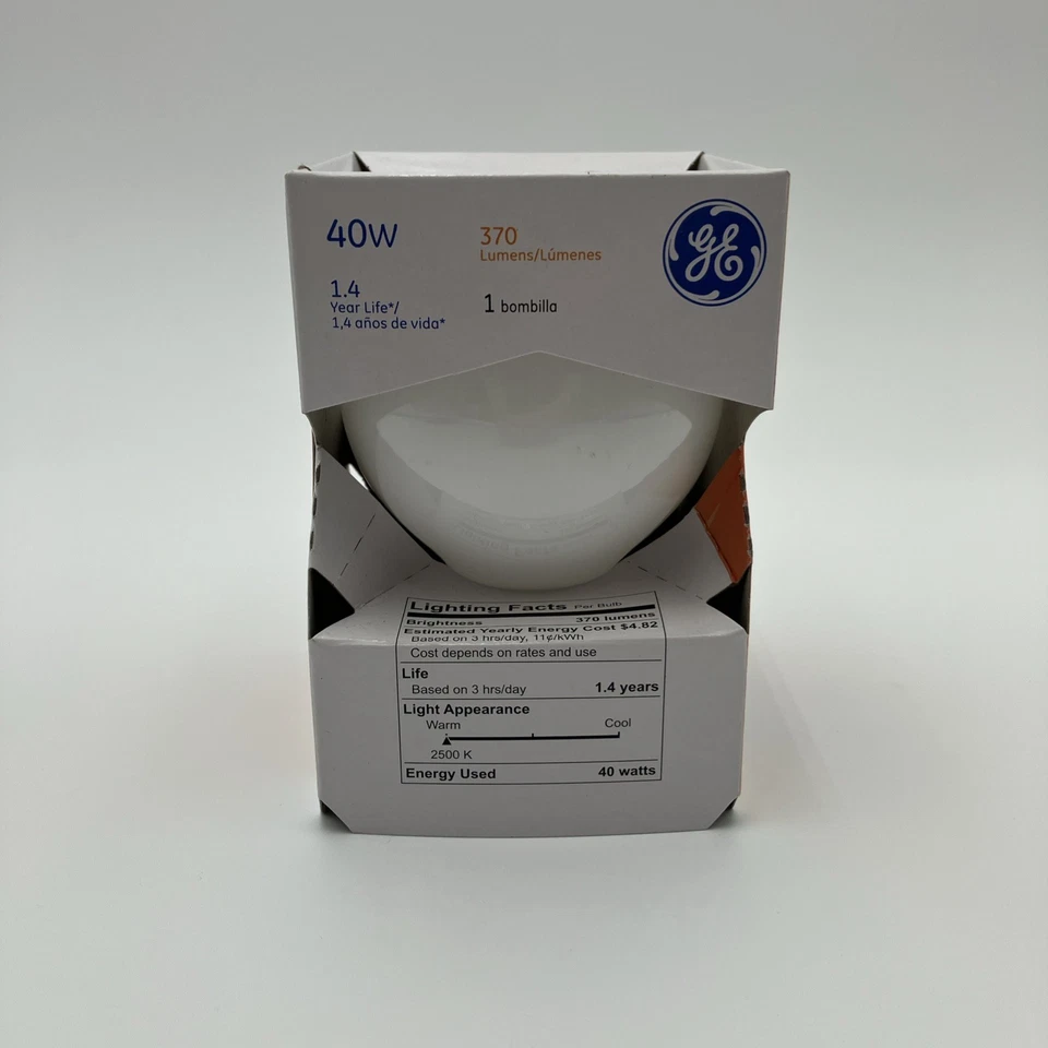 GE 40W Soft White Decorative Light Bulb G25 Medium Base 1500 Hours 1 Year Bulb - Image 3 of 3