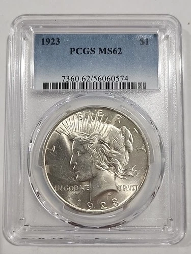 1923 Silver Peace Dollar PCGS MS62