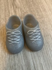 Silver Glitter Shoes for 18" Doll sparkle sneakers lace-up look plastic AG OG