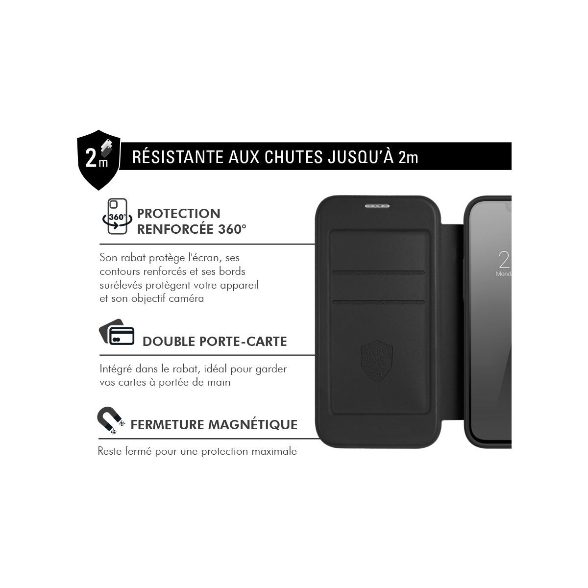 Coque étui FORCE CASE iPhone 15 Plus en silicone noir premium - 3
