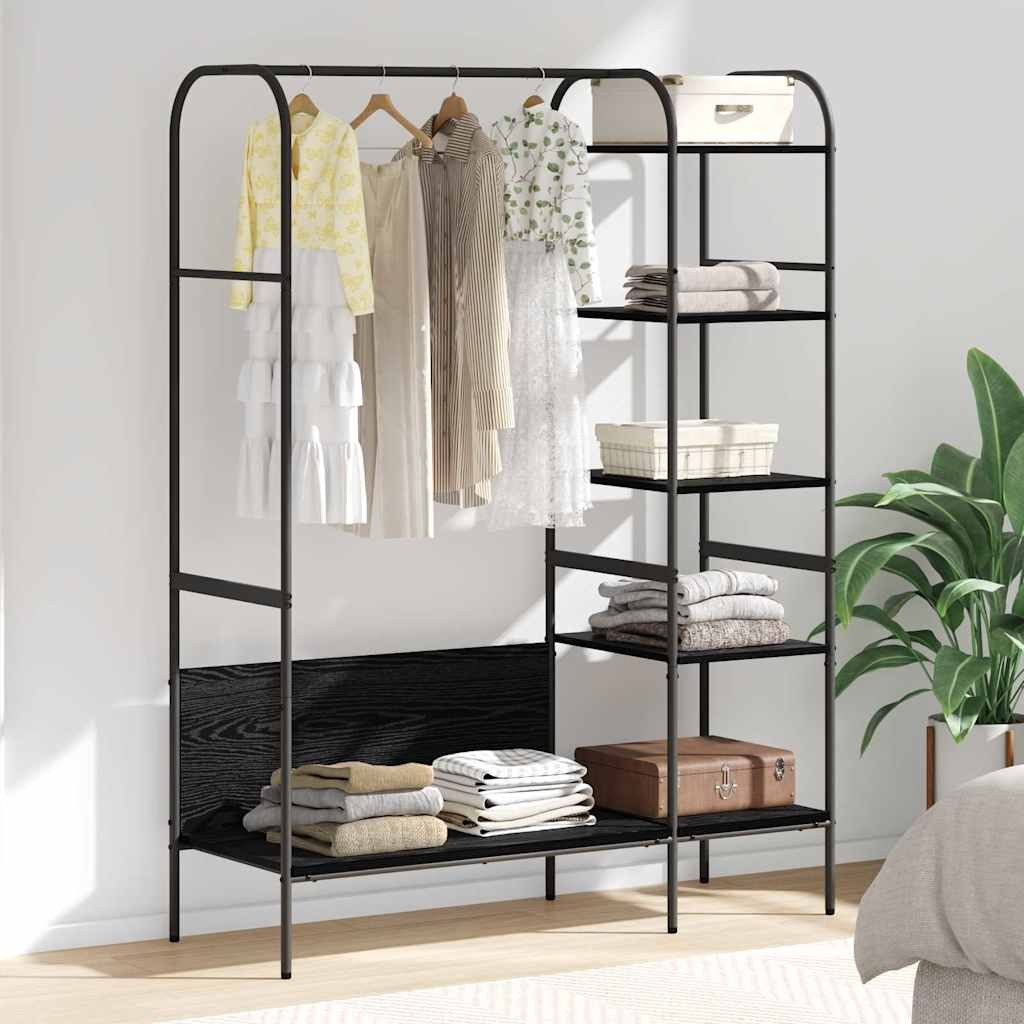 Stendibiancheria Nero Legno Multistrato 120x44x160cm - Design Robusto
