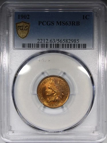 1902 Indian Head Cent PCGS MS63RB RED BROWN Uncirculated