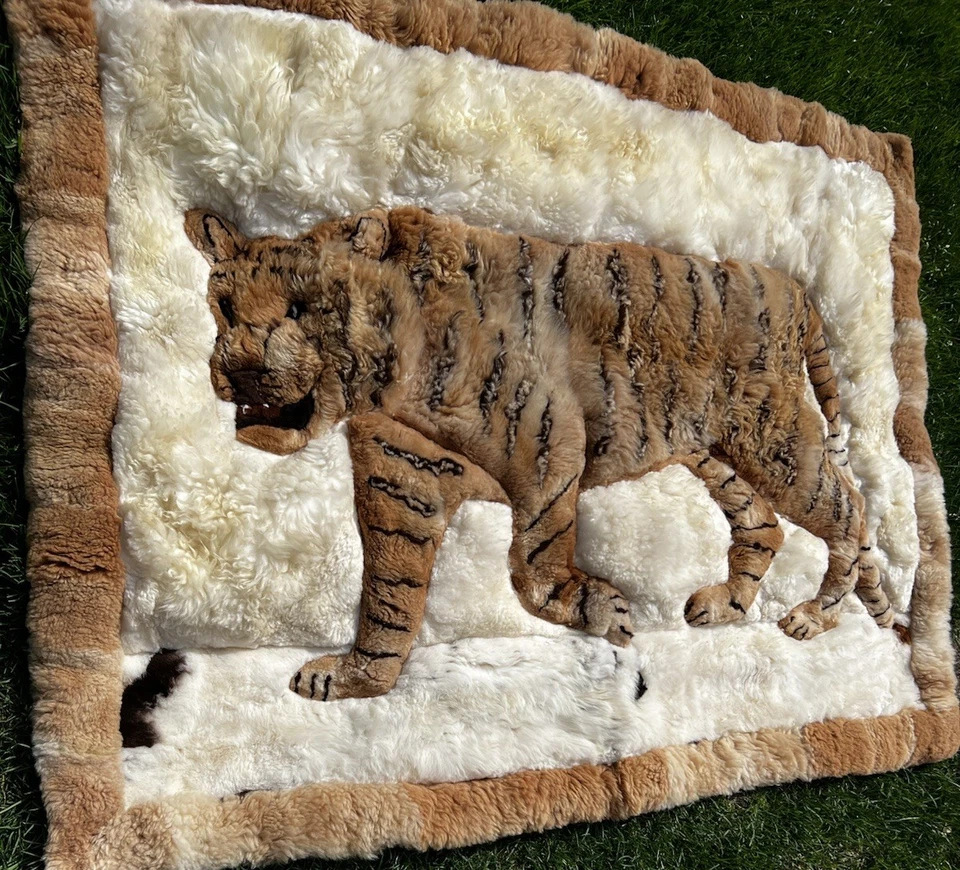 Alpaca Connection Peru Alpaca Fur Tiger Rug 48” x 65” (4ft x 5ft, 5in) AS IS - Image 2 of 4