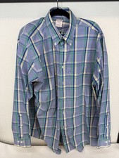 Brooks Brothers Men s Madison Blue Plaid Long Sleeve Button Down Shirt Size L