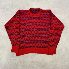 Vintage knitted jumper Abstract patterned knit sweater Women's M 12-14 