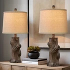 Set of 2 Lamps Rustic Tree Table Desk Nightstand Lights Cabin Lodge Home Decor