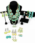 Vintage Turquoise Costume Jewelry Lot 15 Pieces Statement Necklace Earrings