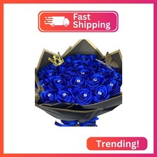  Self-Assembly Eternal Blue Ribbon Rose Bouquet Artificial Rose Flowers Bouquet