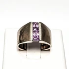 Sterling Silver AMETHYST Emerald Cut Channel Vintage Ring size 6