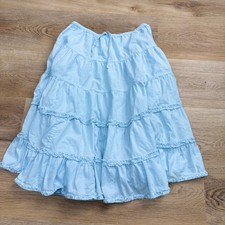 Mini Boden Blue Tiered Ruffle Skirt Kids Size 11-12Y Cotton Casual Cute Boho