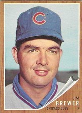 1962 TOPPS - #191 JIM BREWER (CUBS)!! GREAT CARD!!