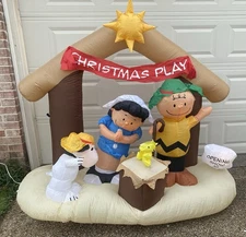 PEANUTS NATIVITY SCENE Airblown Yard Inflatable CHARLIE BROWN SNOOPY LUCY