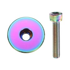 Bicycle Head Set Stem Top Cap 1-1/4" OD Glossy Surface with M6 Bolt Iridescent