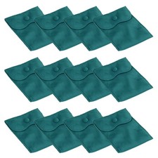 12 Pcs 6x4 Inch Velvet Jewelry Pouches Gift Bags w/ Snap Button Dark Green