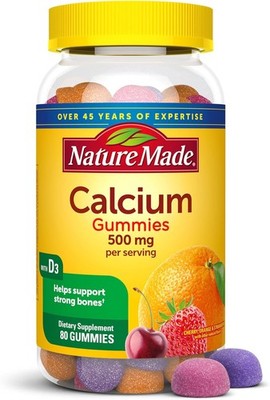 Nature Made Calcium Gummies 500 mg Per Serving with Vitamin D3, Dietary