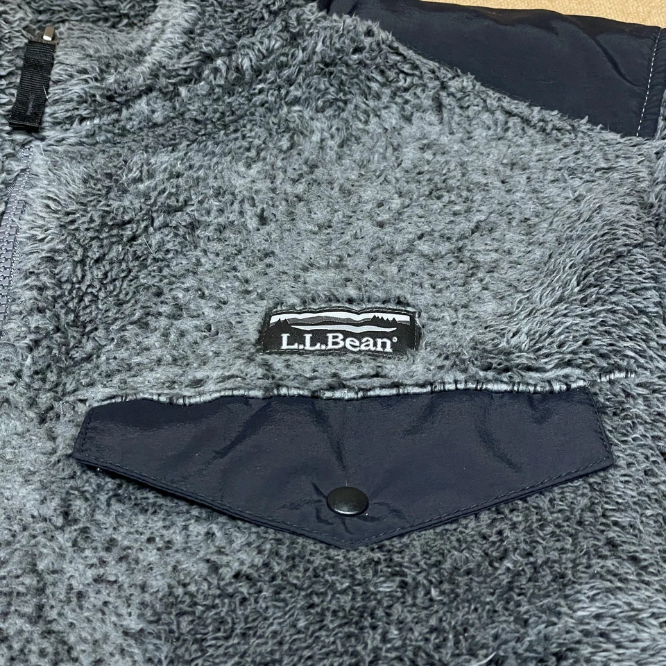 L.L.Bean Fleece Jacket Mens Large Tall Gray High Pile Sherpa Full Zip Pockets - Image 3 of 4