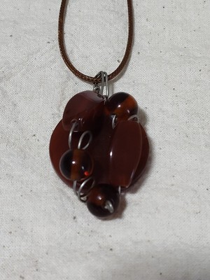 Glass Bead Pendant With 21'' String Necklace SKU 0120 D3